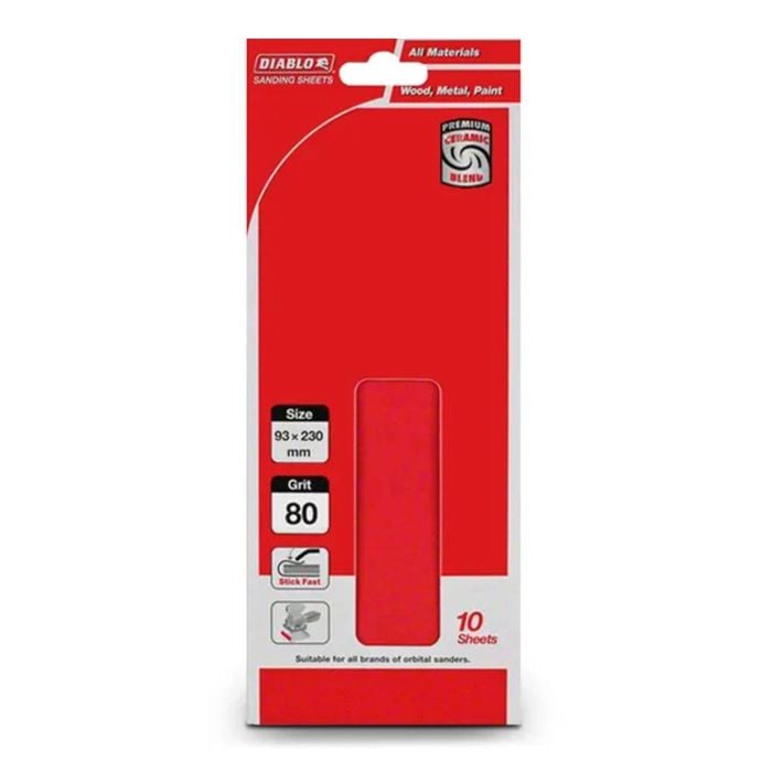 Diablo 93 x 230mm 80 Grit Abrasive Orbital Sheet - 10 Pack