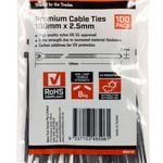 Crescent 100 x 2.5mm Black Cable Ties - 100 Pack