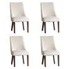 Oikiture 4PCs Velvet Dining Chair Kitchen Padded Seat Winglet Design Beige