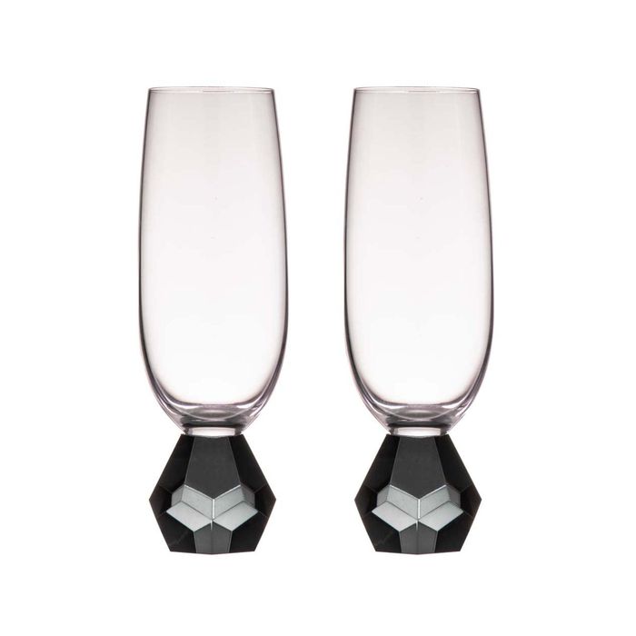 Tempa Zhara Set of 2 Champagne Glasses Onyx