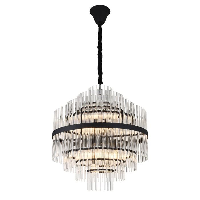 Vencha Chloe Crystal Pendant Light - Black