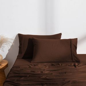 Dreamaker Superfine Washed Microfibre Standard Pillowcase Twin Pack - Chocolate