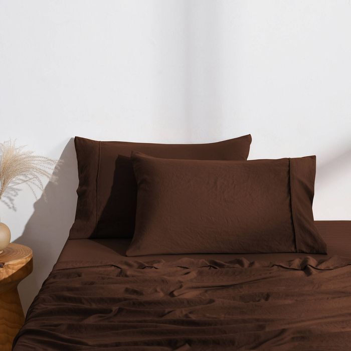 Dreamaker Superfine Washed Microfibre Standard Pillowcase Twin Pack - Chocolate