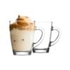 LAV 6 Piece Vega Glass Coffee Mugs Set - Hot Drinks Glasses for Tea, Latte, Cappuccino - 250ml