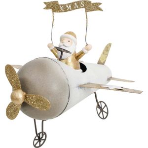 LVD Metal Plane w/ Santa Home/Living Room Christmas Display Decor 19x16cm