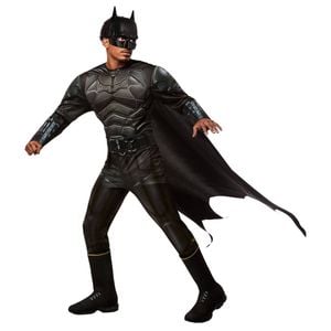 Batman The Batman Deluxe Halloween Costume for Adults Official DC Comics with Mask and Cape Black Colour, Standard