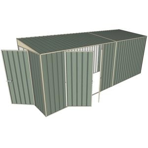 Build-a-Shed 1.5 x 5.2 x 2m Hinged Door Tunnel Shed With Double Hinged Side Door - Green