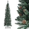 Costway 1.5M Slim Pencil Christmas Tree Pre-Decorated Xmas Tree Pine Cones