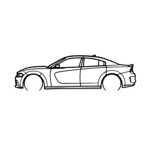 Ignite Laser Dodge 2021 Charger Scat Pack Silhouette Metal Wall Art Coated Black 15.7inch/40cm