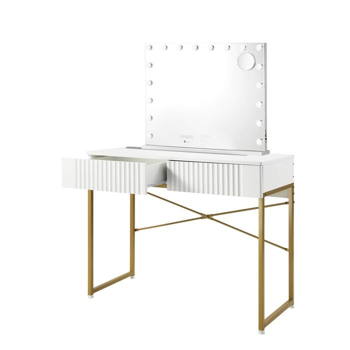 Oikiture Dressing Table Bluetooth Makeup Mirror 18 LED Light Vanity Mirror