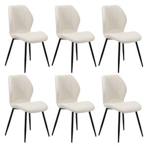 Oikiture Set of 6 Dining Chairs Upholstered Boucle White