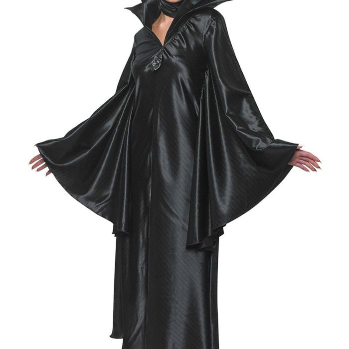 Disney Maleficent Halloween Costume for Women – Satin Long Dress with Horned Headpiece, Black &amp; Purple Colour, Medium