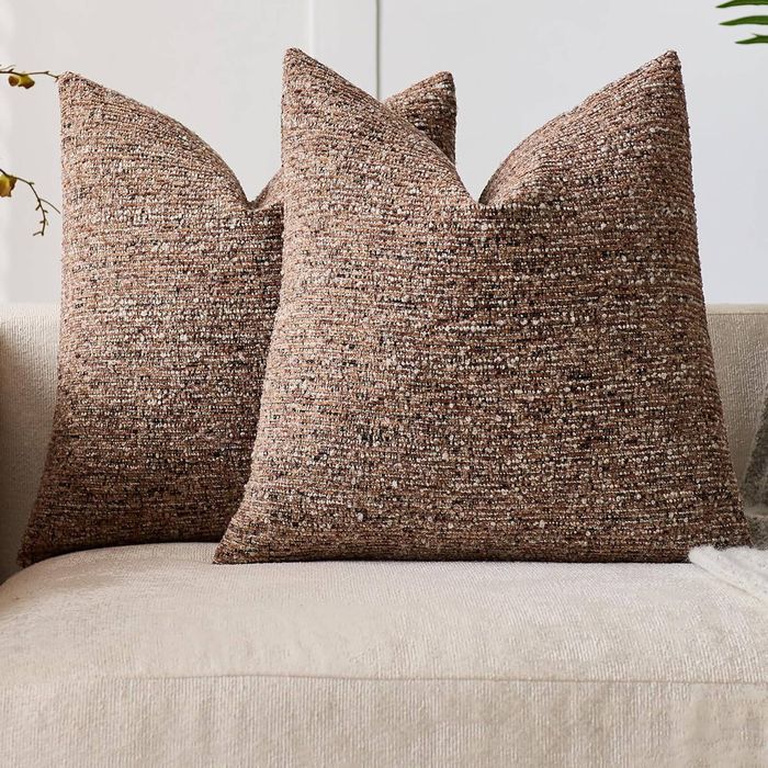 Gioia Casa 2-Pack Speckled Bouclé Cushion Covers 45cm x 45cm - Brown