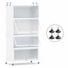 Costway 5-Tier Kitchen Storage Cabinet Rolling Display Cupboard White