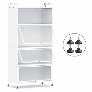 Costway 5-Tier Kitchen Storage Cabinet Rolling Display Cupboard White