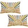 Catzon 2 Pcs Summer Lumbar Pillow Covers Linen Pillowcase for Home Decor-Set 42