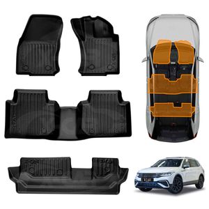 3d Floor Mats For Volkswagen Vw Tiguan Allspace 2018-2024 Heavy Duty All Weather Car Mats Carpet Liner Set