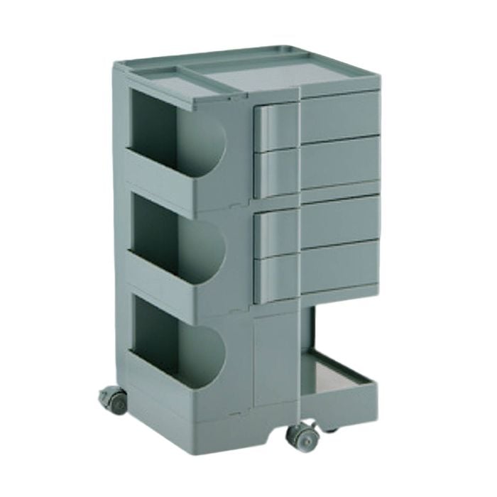 Foret Utility Rolling Storage Cart Side Coffee Table Drawer Open Storage Green