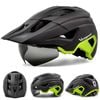 NNEOBA LED Bike Helmet Magnetic Goggles Sun Visor Green