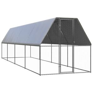 vidaXL Outdoor Chicken Cage Galvanised Steel Chicken Coop Supply Hen House Run 2x8x2 m