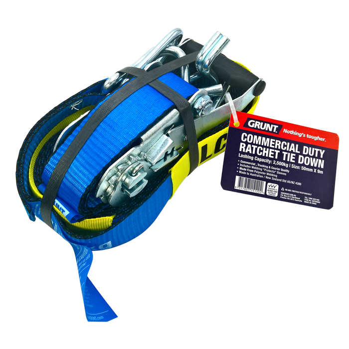 Grunt 50mm x 9m Ratchet Tie Down With Protecta