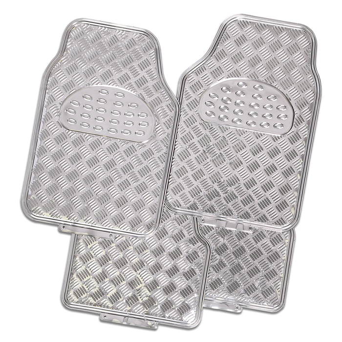 MyCar Venom 4-Piece Car Mat - Silver Rubber/Aluminium Look