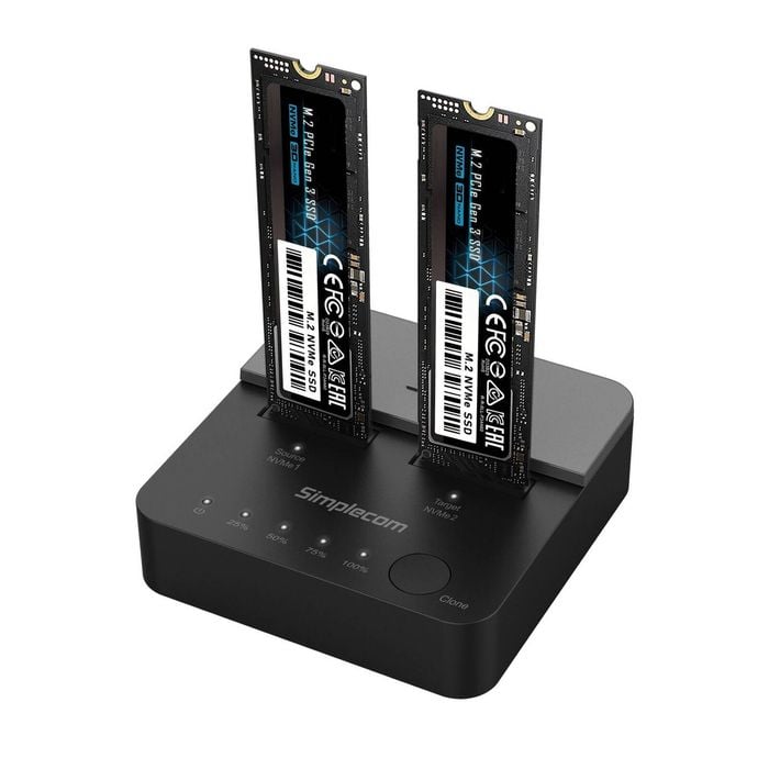 Simplecom Sd550v2 Usb 3.2 Gen2x2 To Dual Bay Nvme M.2 Ssd Docking Station Duplicator Offline Clone