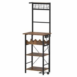 Advwin Kitchen Bakers Rack With Power Outlet, 5 Tiers Coffee Bar Station Rustic Brown