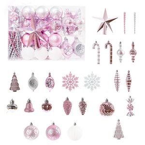 Catzon 88 Pcs Christmas Balls Ornaments with Hang Rope-Pink
