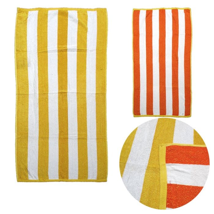 Bloomington 400GSM Set of 2 Reversible Cabana Striped Towels 76 x 152 cm Yellow/Orange