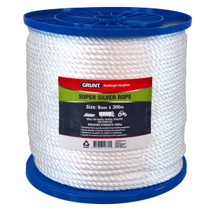 Grunt 6mm x 300m White Super Silver Rope