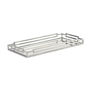 SS Collective Decorative Rectangle Mirror Tray With Cubism Handles 50x25cm