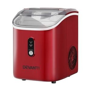 Devanti 15kg Ice Maker Nugget Chewable Ice Cube Ice Machine - Red