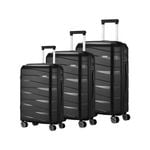 Mazam 3PCS Luggage Suitcase Trolley Set Travel TSA Lock Storage PP Case Black