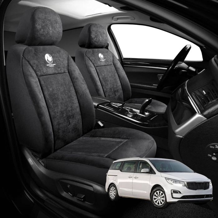 Australian Goose Edition Front Seat Covers for Kia Carnival 2015 - 2020 (YP) - Suede, Universal Fit - Black