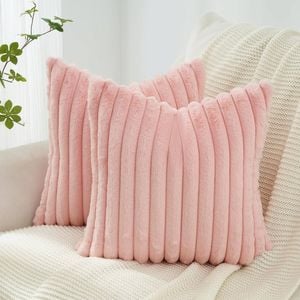 Gioia Casa Faux Fur Cushion Covers - Pink, 45cm x 45cm (Pack of 2)