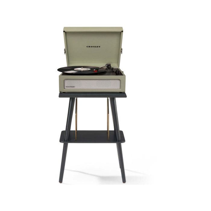 Crosley Voyager Bluetooth Portable Turntable + Entertainment Stand Bundle - Sage