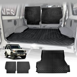 Boot Liner Kick Mats Set For Toyota Landcruiser 70/76 Series 2023-onwards All Weather Heavy Duty Cargo Trunk Back Seat Cover