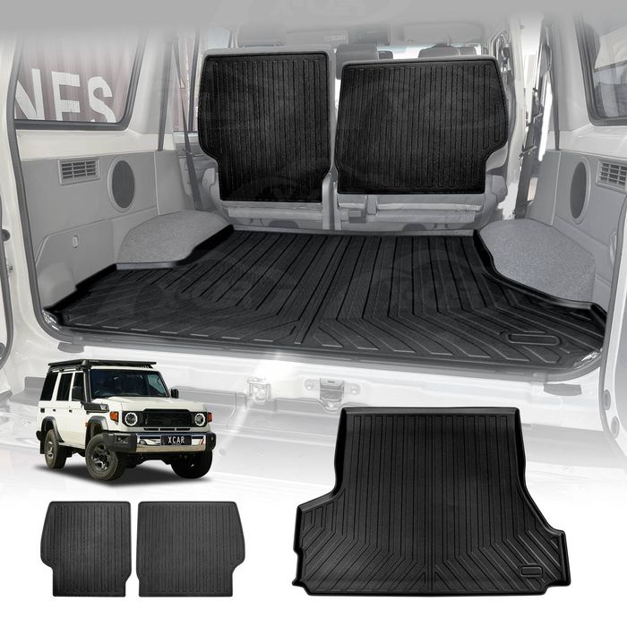 Boot Liner Kick Mats Set For Toyota Landcruiser 70/76 Series 2023-onwards All Weather Heavy Duty Cargo Trunk Back Seat Cover