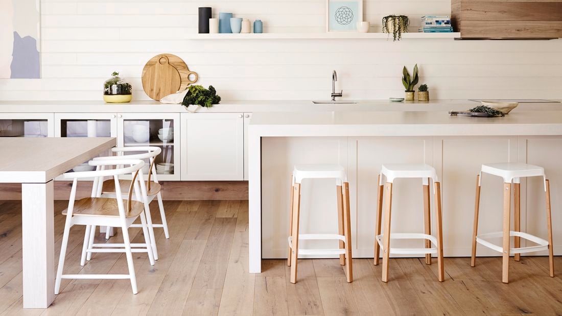 modern kitchen with all white walls and decor