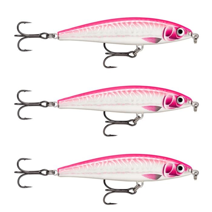 3x Rapala 10cm X Rap Magnum Prey Lipless Hard Body Fish Lures - Hot Pink UV