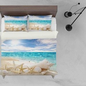 3D Tropical Beach Starfish Blue Sea Quilt Cover Set Bedding Set Duvet Cover Pillowcases JN 1180