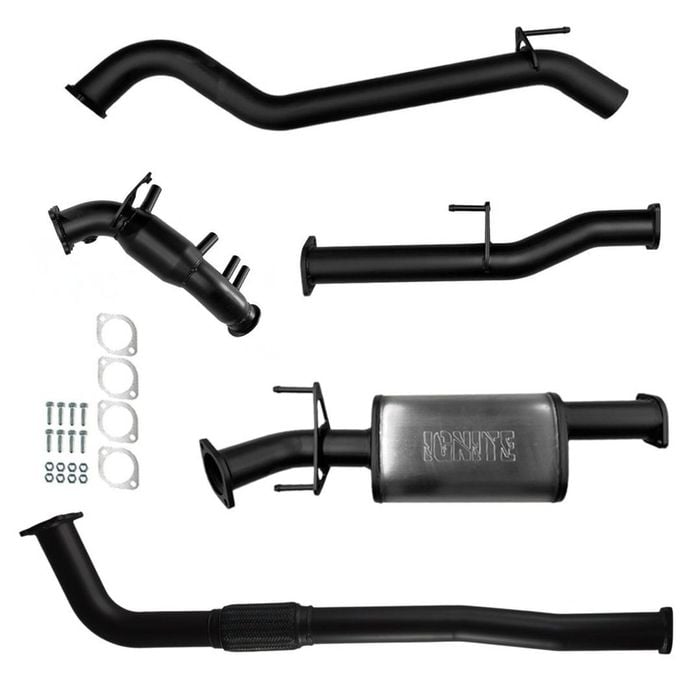 Ignite Exhausts Turbo Back For Toyota Hilux 2.8l Cat And Muffler Black Aluminised Steel