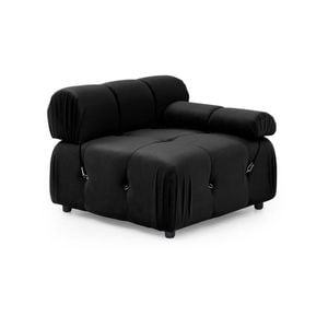 Foret 1 Pc Arm Seat Modular Tufted Velvet Sofa Lounge Couch Furniture Home Black
