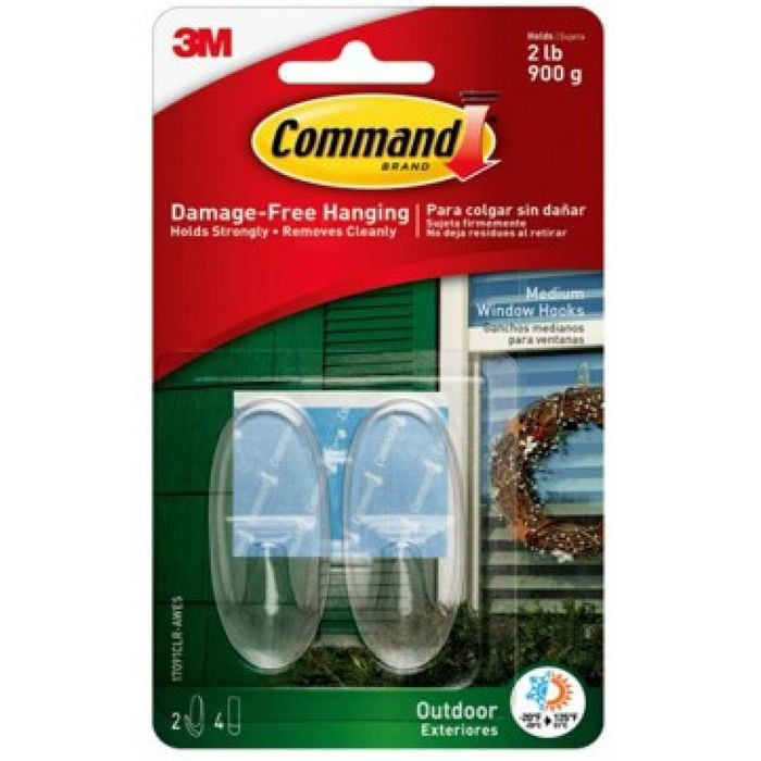 Command Outdoor Medium Clear Window Hooks