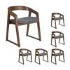 Mattia 6pc Set Dining Chair Grey Fabric Seat Walnut