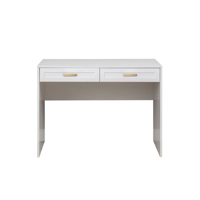 European Cabinetry White Hampton Oval Brass Handles Odessa Desk