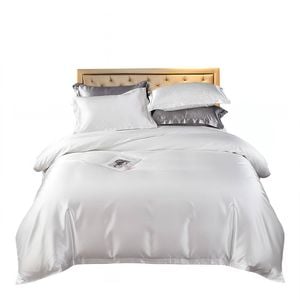 Anycozy White EU Single 2-Pc Satin Duvet Cover Set Luxury Silky Soft Polyester Bedding