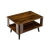 Costway 2-tier Wood Coffee Table W/open Storage Shelf Brown
