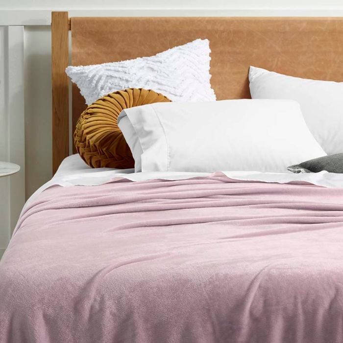 Accessorize Bedroom Collection 240cm x 260cm Pink Super Soft Plush Blanket - Blush
